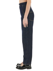 Moschino Women's Laurel Crown Patch Denim Pants Blue