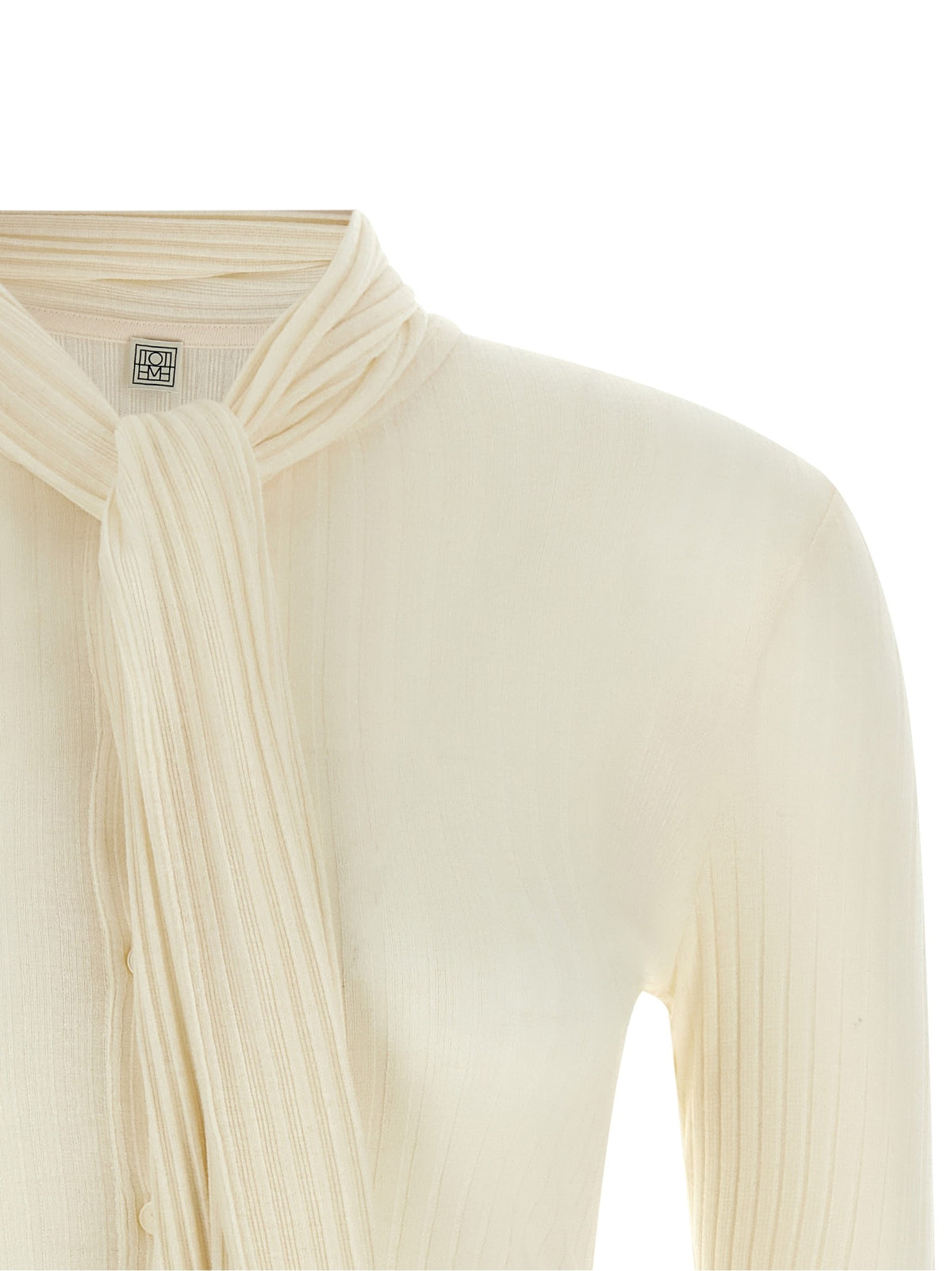Toteme Lavallière Neck Cardigan White