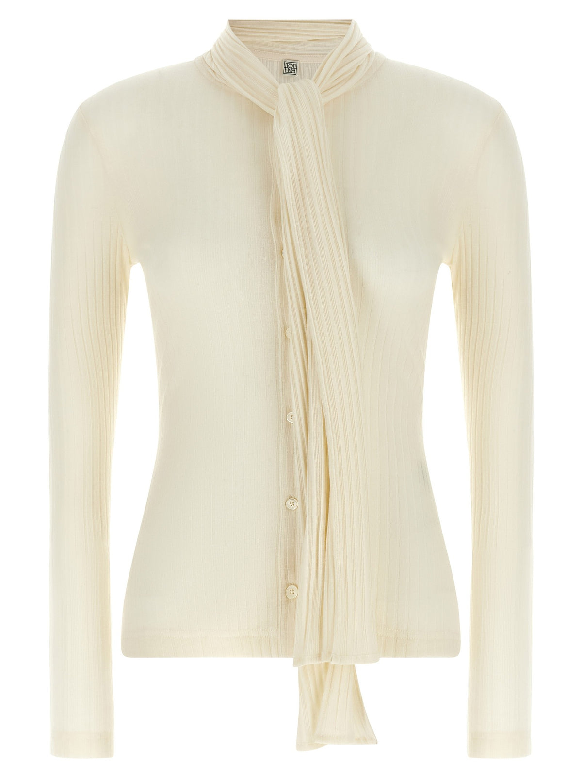 Toteme Lavallière Neck Cardigan White