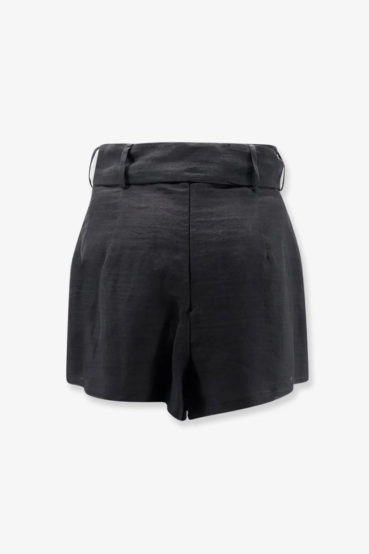 Lavi women’s Dafne black ramie shorts with high waist tailored design and belt looped at the waist