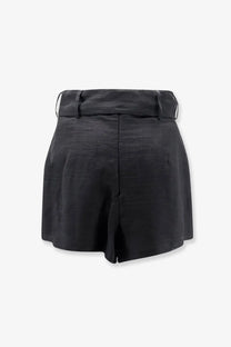 Lavi women’s Dafne black ramie shorts with high waist tailored design and belt looped at the waist