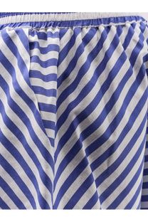Lavi women’s lory cotton blend shorts in blue and white diagonal stripes with elastic waistband