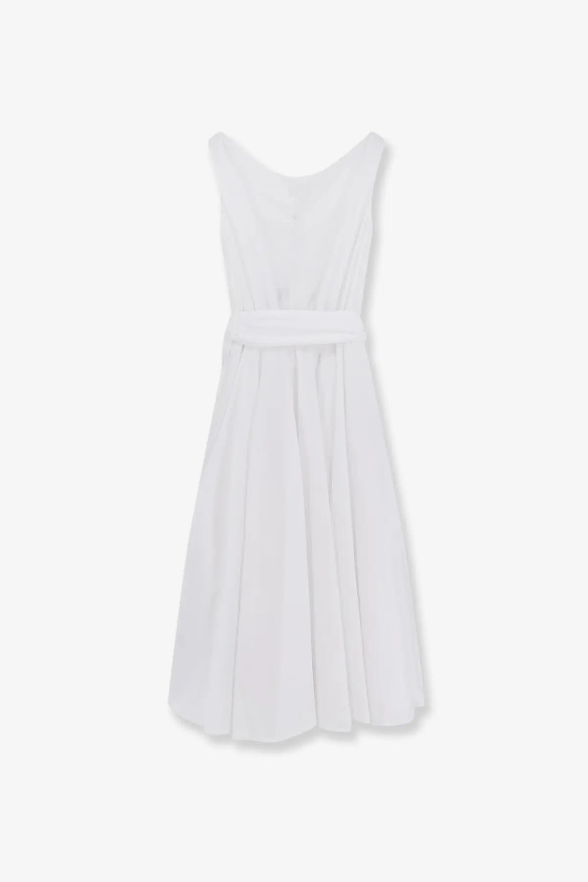 White sleeveless a-line cotton dress with fitted waistband and flowing skirt by lavi womens mambo cotton dress white
