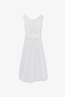 White sleeveless a-line cotton dress with fitted waistband and flowing skirt by lavi womens mambo cotton dress white