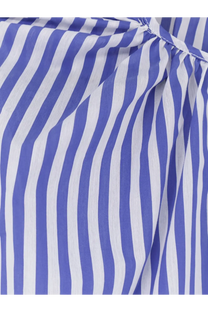 A lavi women’s nenné cotton blend shirt in blue with bold royal blue and white vertical stripes on lightweight fabric