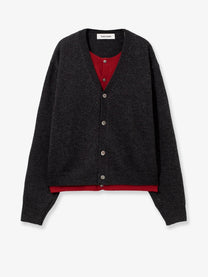 Tonywack Men's Layered Wool Blend Cardigan Grey