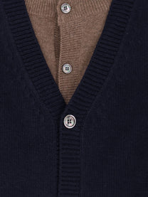 Tonywack Men's Layered Wool Blend Cardigan Beige