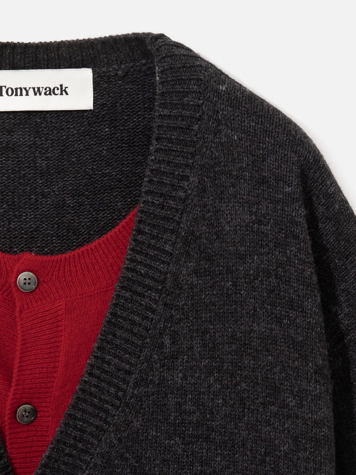 Tonywack Men's Layered Wool Blend Cardigan Grey