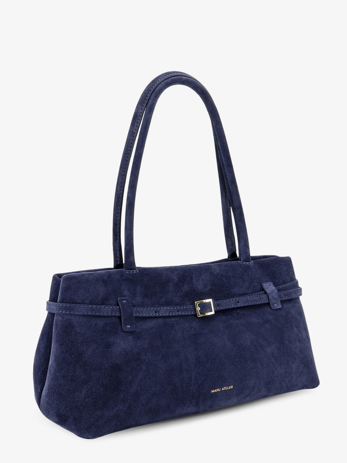 Manu Atelier Women's Le Cambon East West Suede Shoulder Bag Blue