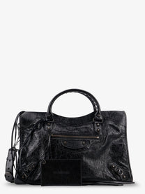 Balenciaga Women's Le City Medium Leather Handbag Black