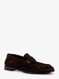 Saint Laurent Men's Le Loafer Suede Loafers Gold