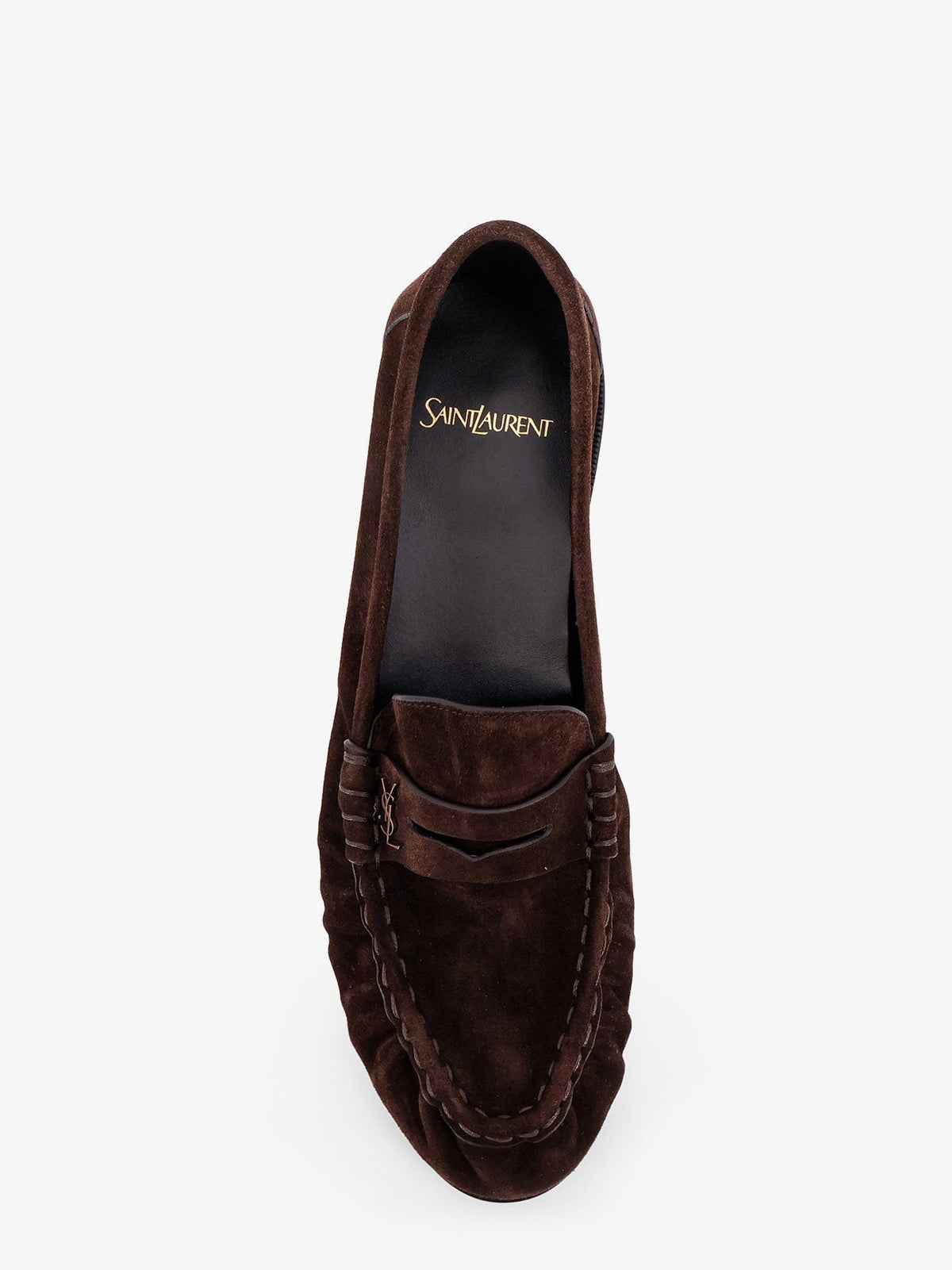 Saint Laurent Men's Le Loafer Suede Loafers Gold