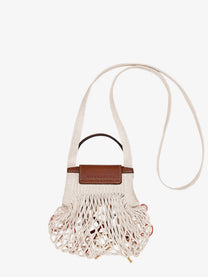Longchamp Women's Le Pliage Filet Canvas Shoulder Bag White