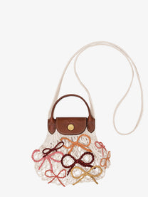 Longchamp Women's Le Pliage Filet Canvas Shoulder Bag White