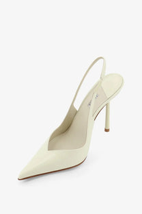 Le silla women’s chanel vivienne patent leather écolleté mojito cream-colored slingback pump with high heel