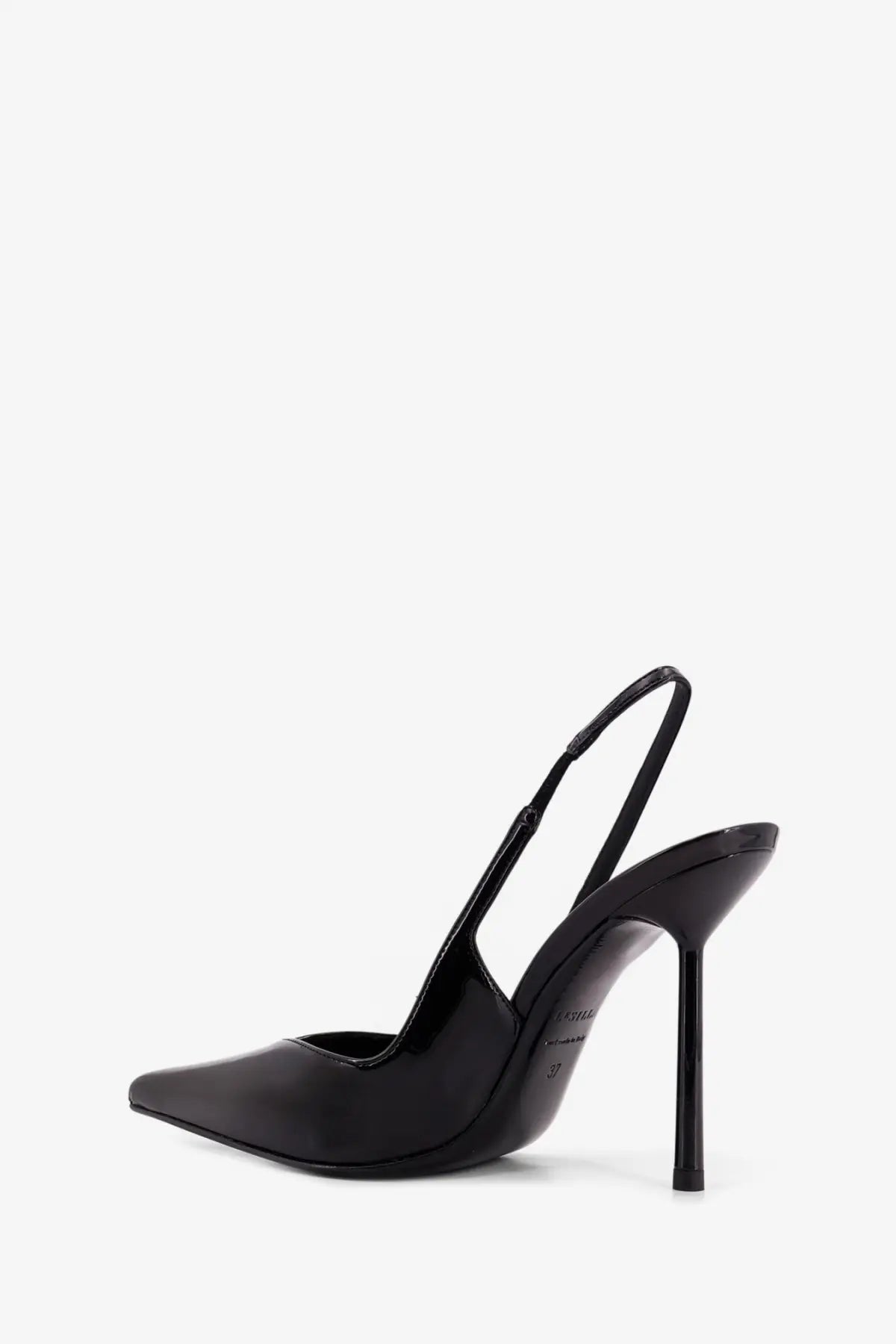 Le silla women’s chanel vivienne patent leather pumps black with slender stiletto heel and slingback design