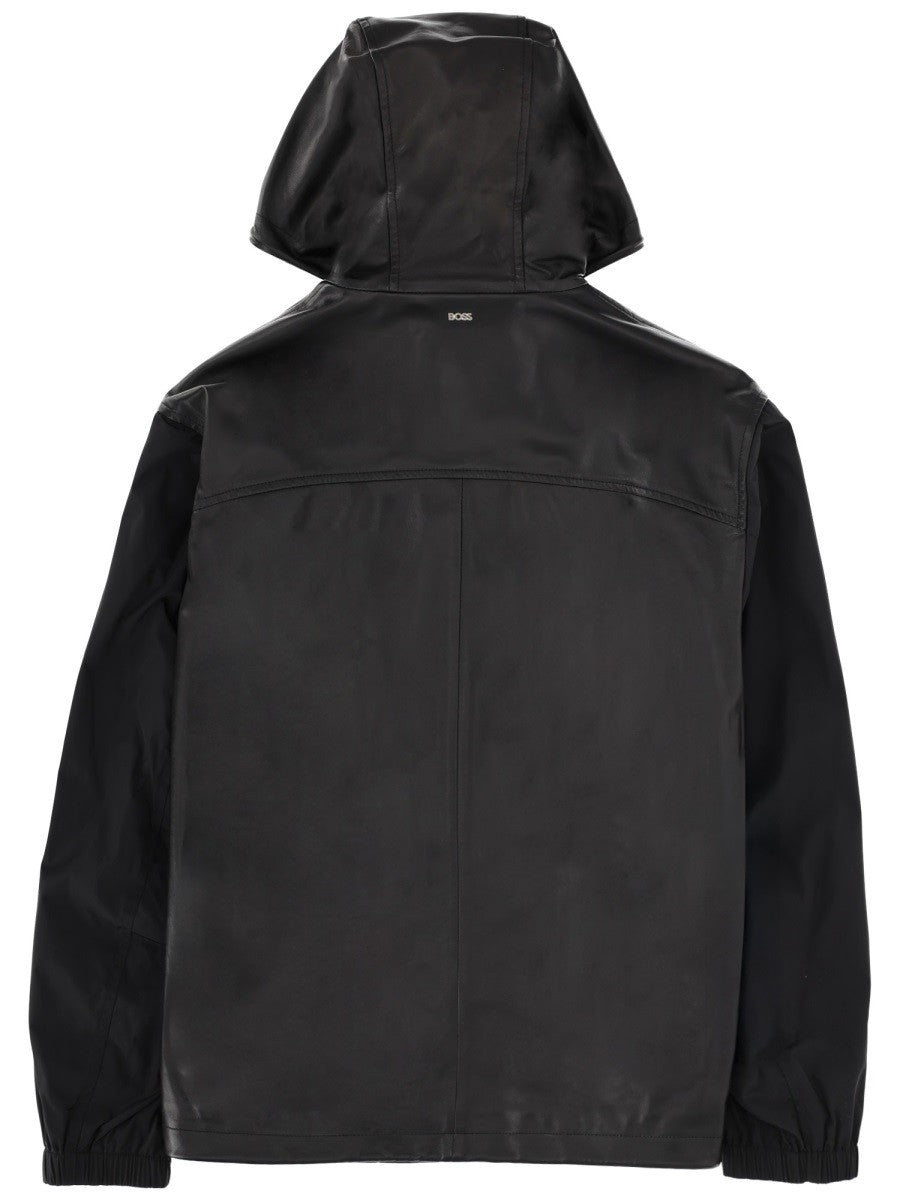 BOSS Men's Leather Blend Jacket Black