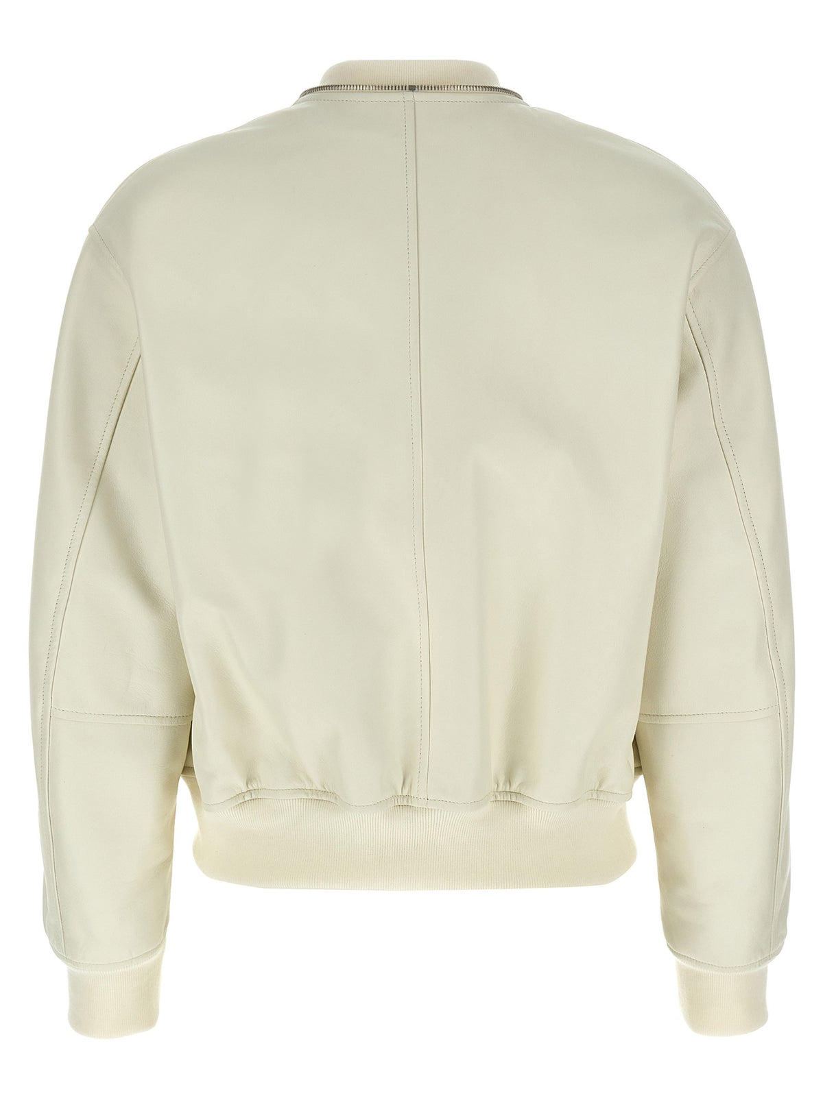 Jil Sander Leather Bomber Jacket White