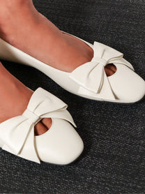 Valentino Women's Leather Bowow Ballerinas White