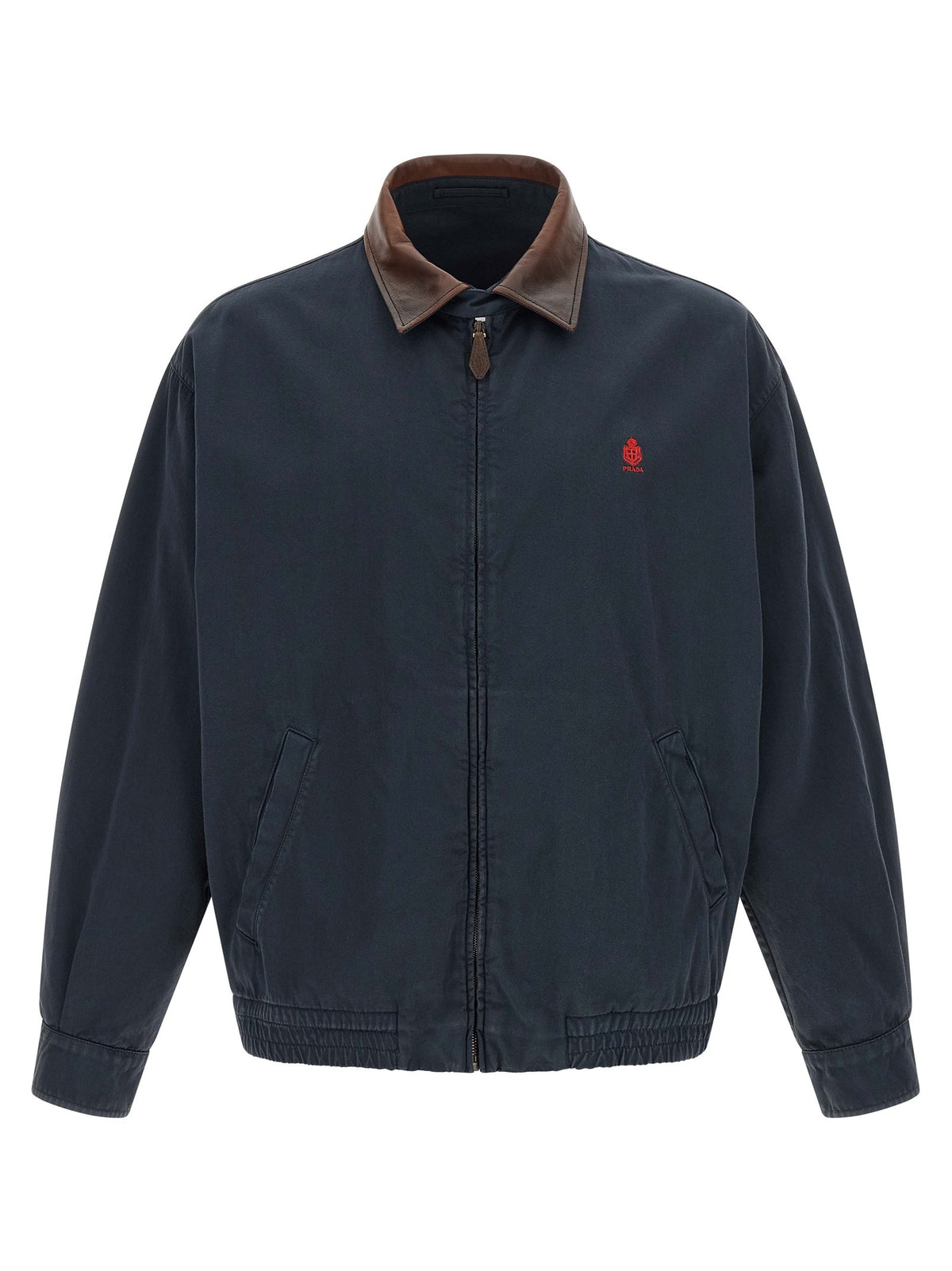 PRADA Leather Collar Jacket Blue