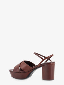 Miu Miu Women's Leather Heeled Sandals Brown, view 3