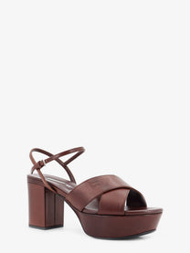Miu Miu Women's Leather Heeled Sandals Brown, view 2