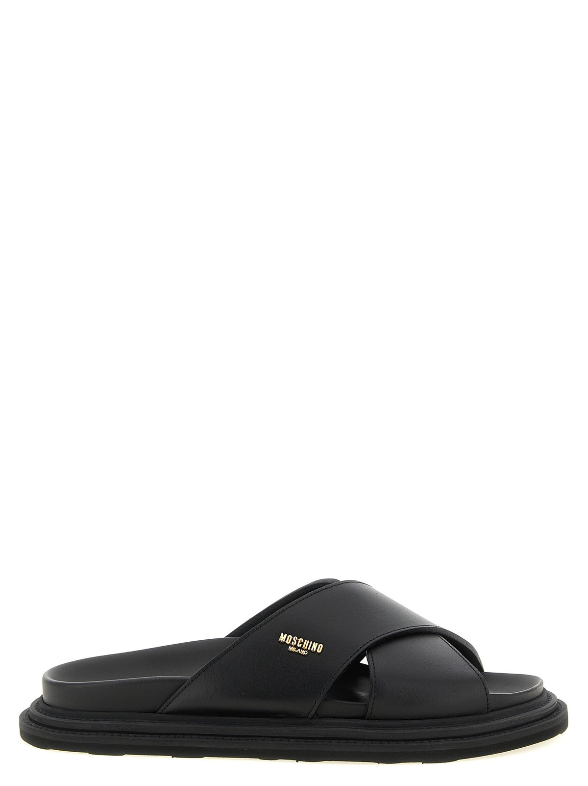 Moschino Leather Sabots Black