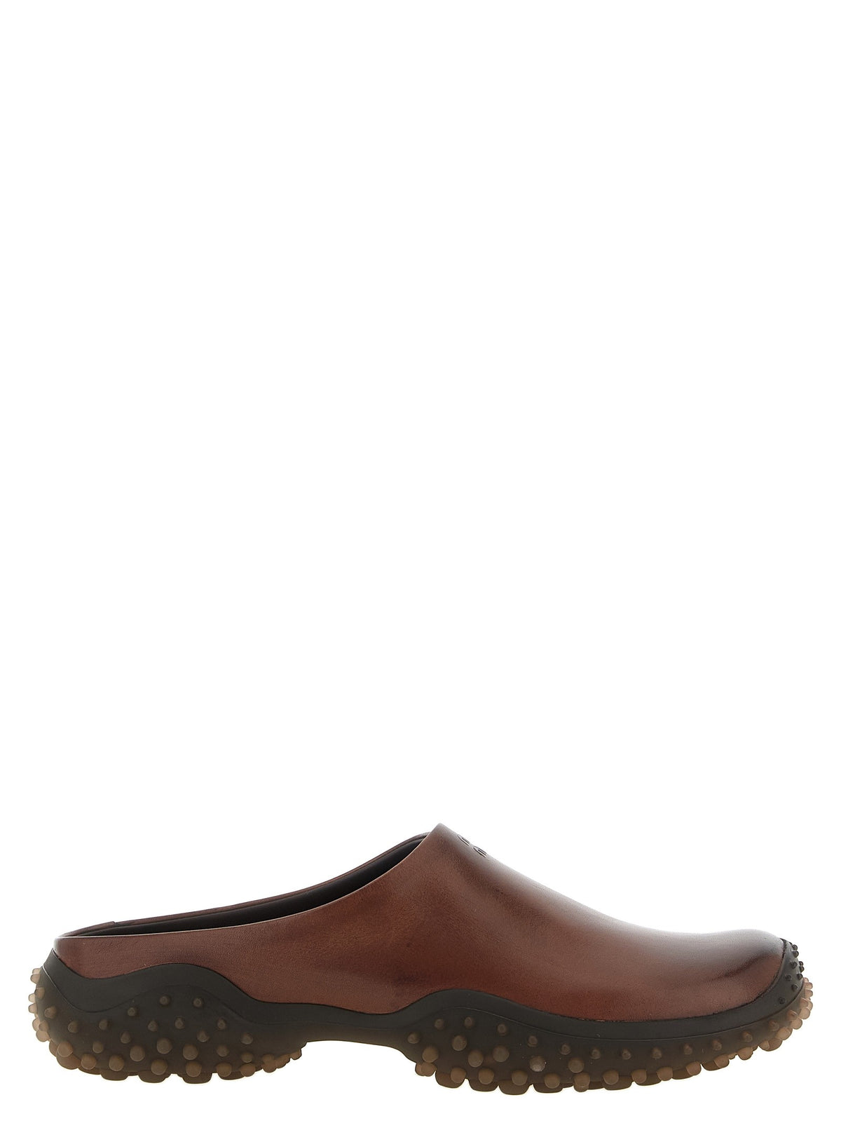 Miu Miu Leather Sabots Brown