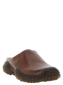 Miu Miu Leather Sabots Brown