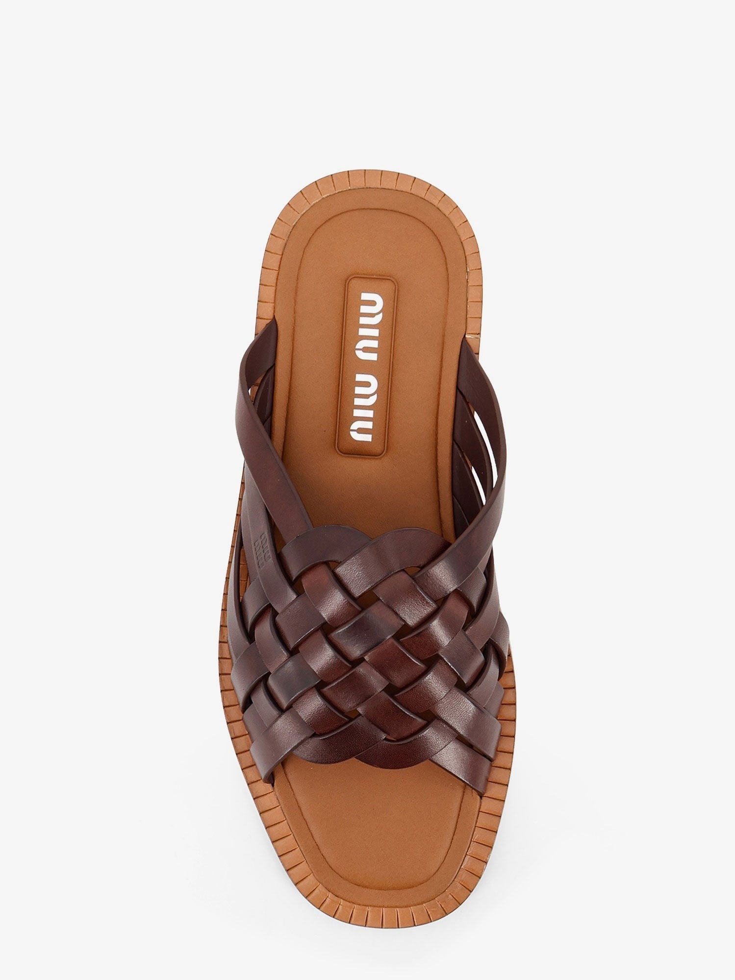 Miu Miu Women's Waxed Leather Sandals Brown