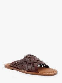 Miu Miu Women's Waxed Leather Sandals Brown