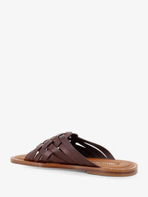 Miu Miu Women's Waxed Leather Sandals Brown