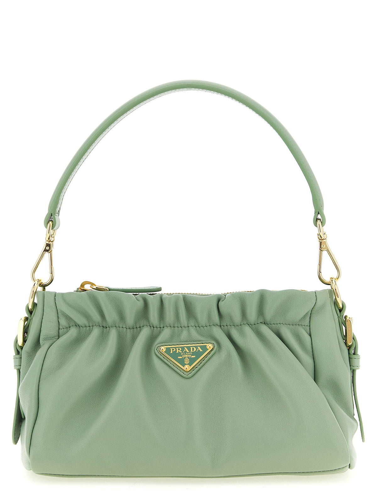 PRADA Leather Shoulder Bag Green