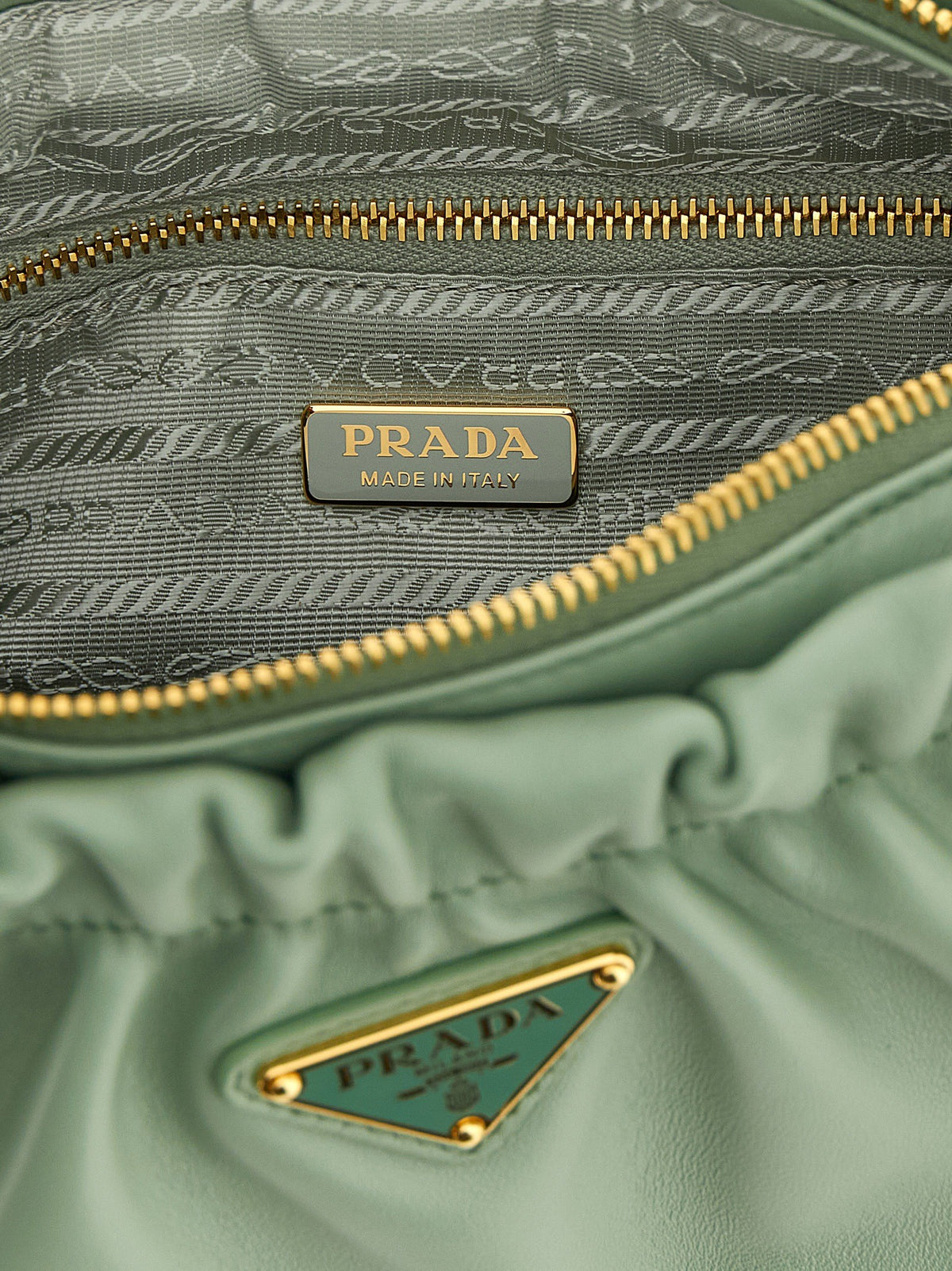 PRADA Leather Shoulder Bag Green