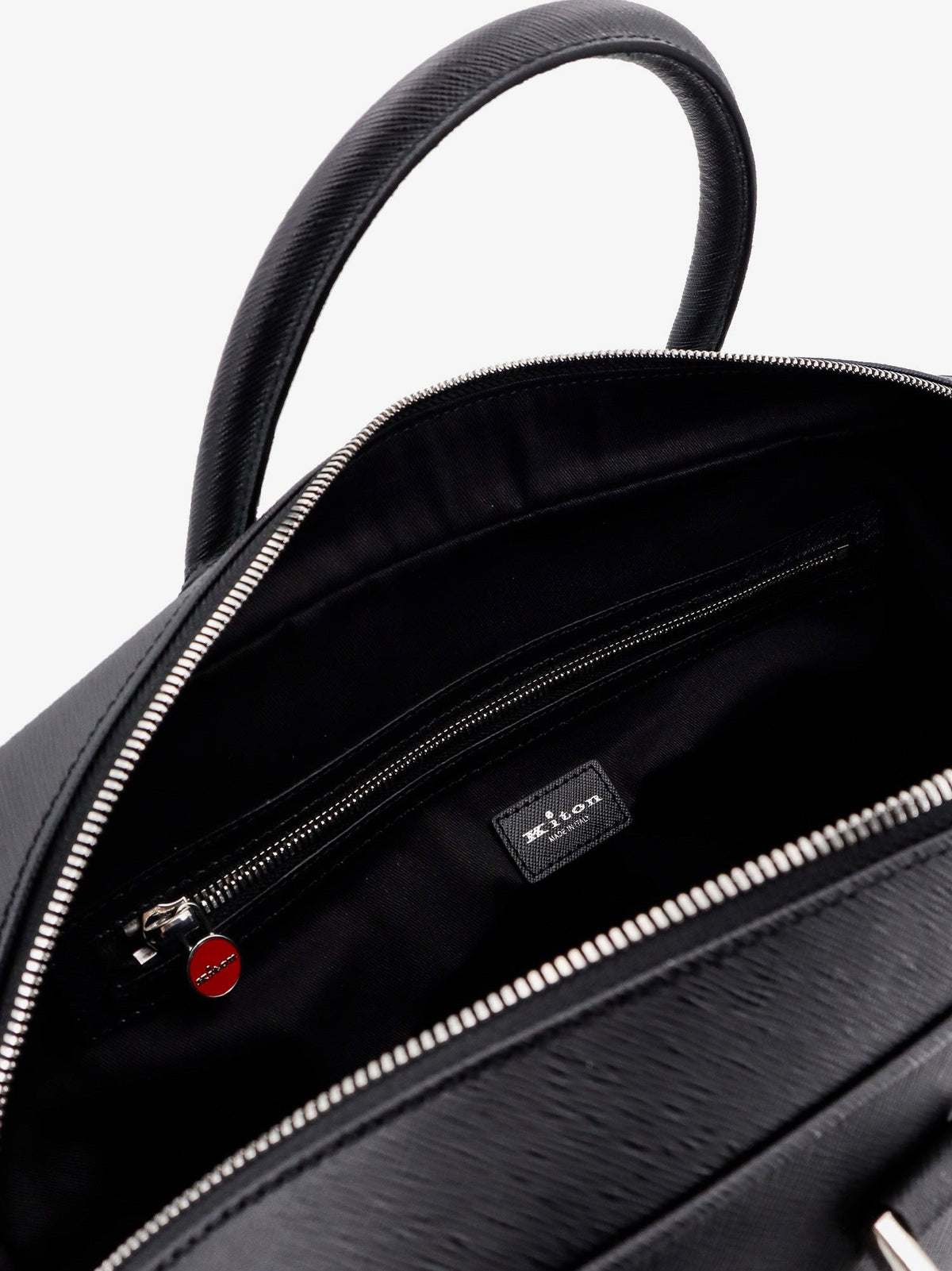 Kiton Men's Leather Work Bag Black