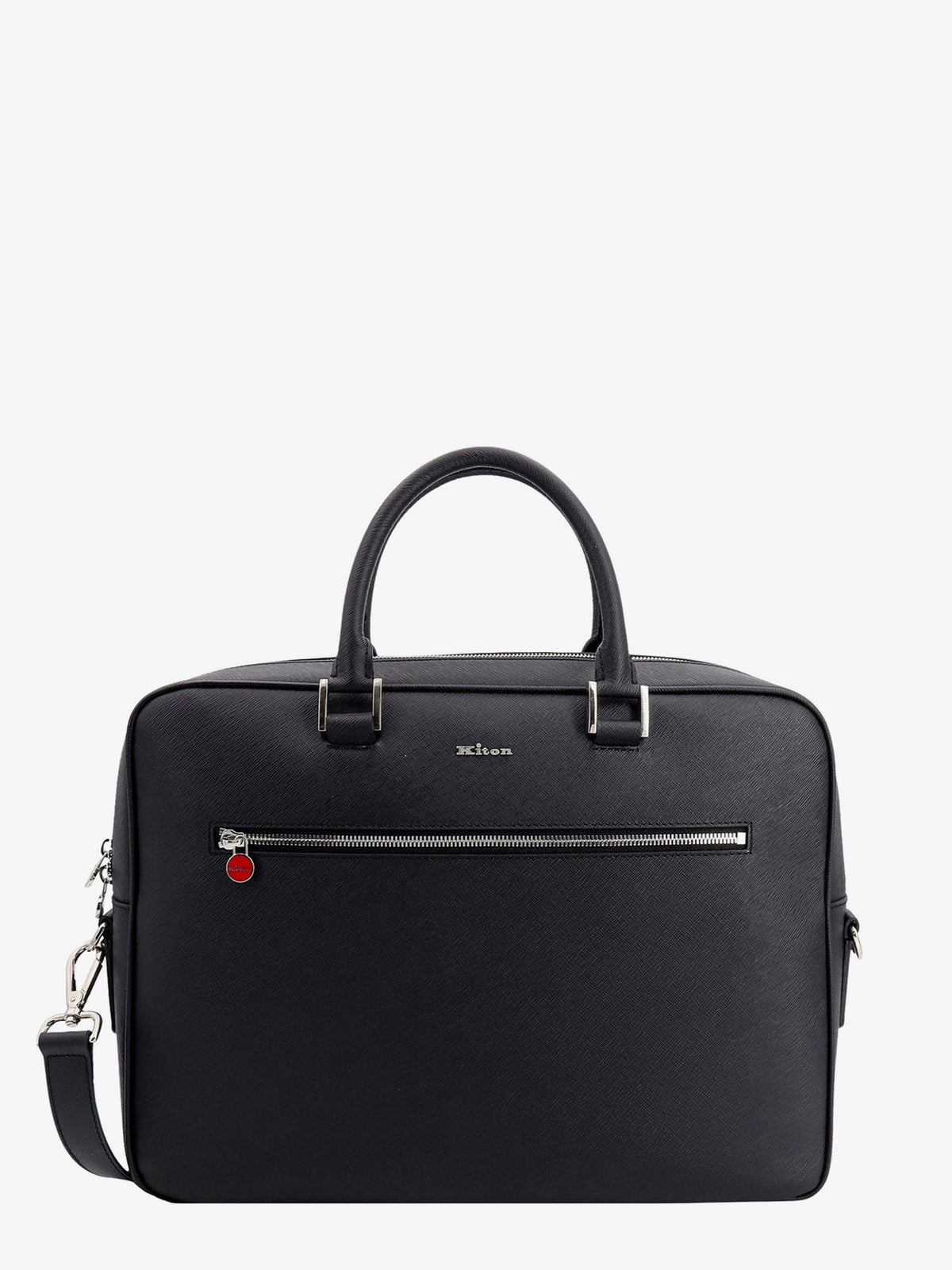 Kiton Men's Leather Work Bag Black