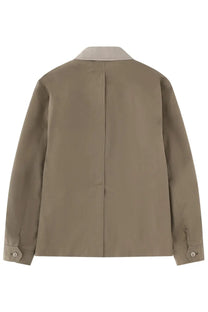 Our Legacy men’s blazer jacket pack beige cotton jacket with contrasting light beige collar and buttoned cuffs