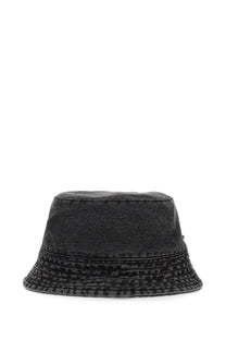 Our legacy men’s bucket hat grey in black denim with distressed texture and reinforced stitching on the brim