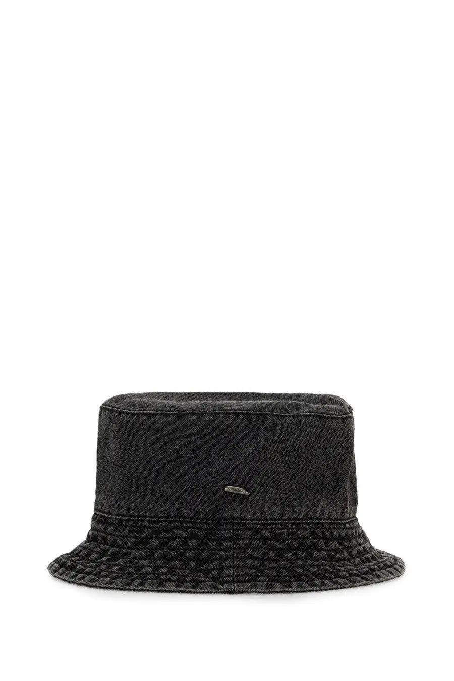 Our legacy men’s bucket hat grey in black denim with textured quilted brim and subtle stitching details