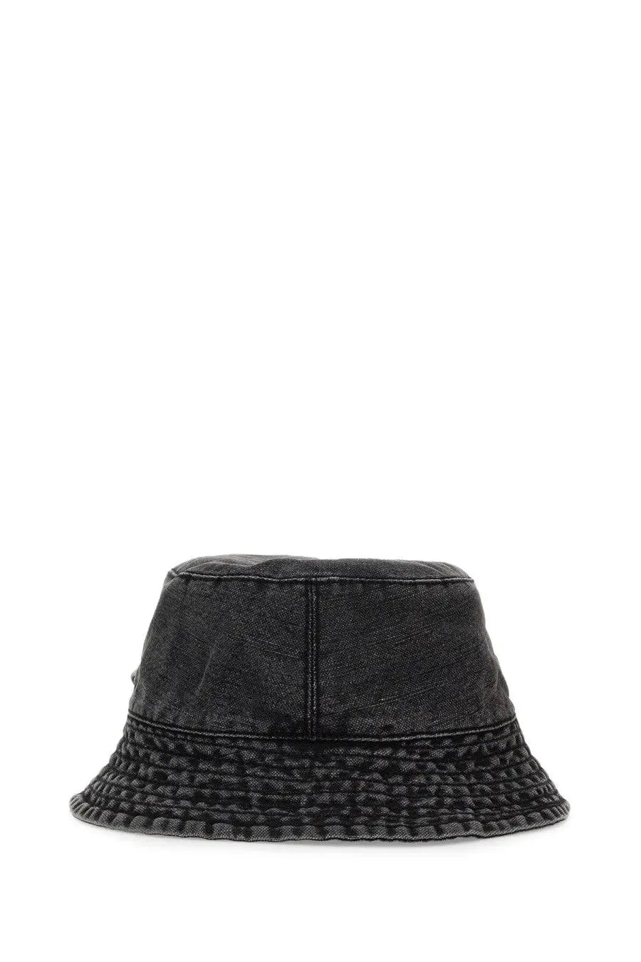 Our Legacy men’s bucket hat grey featuring black denim with a textured faded finish and reinforced stitching