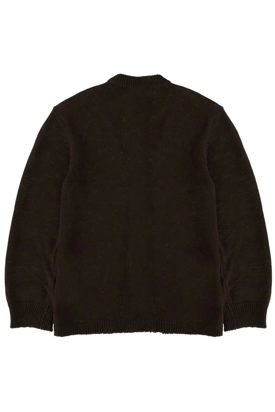 Black knit cardigan with ribbed cuffs and hem from Our Legacy in parlor brown for men