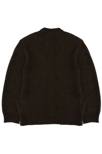 Black knit cardigan with ribbed cuffs and hem from Our Legacy in parlor brown for men