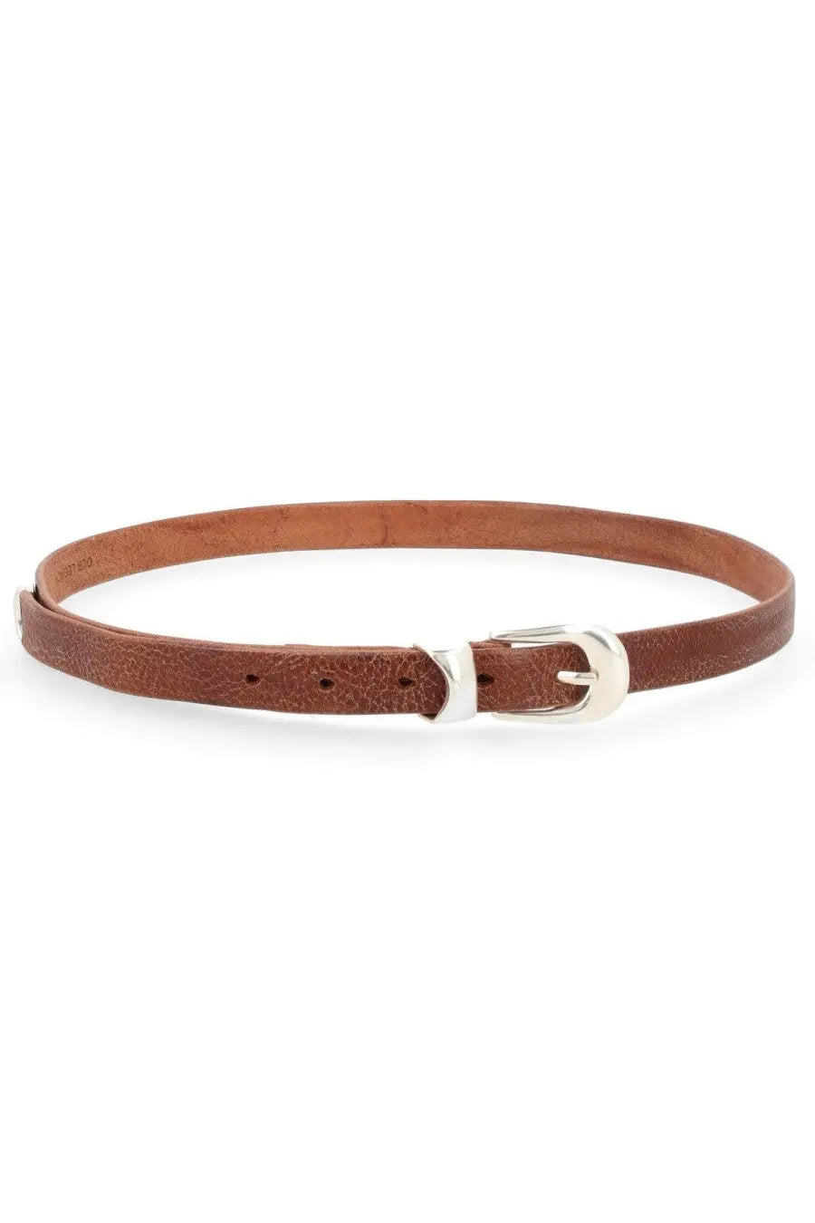 Our Legacy men’s cintura in pelle brown leather belt with silver-toned buckle for stylish everyday wear