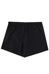 Black athletic shorts with an elastic waistband and a single rear pocket.