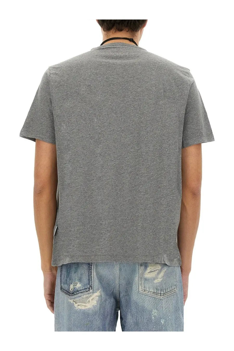 Our legacy men’s cotton shirt grey is a gray heathered cotton t-shirt with a simple crew neck and short sleeves