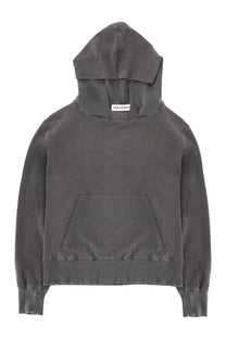 Our Legacy men’s felpa relic grey hoodie in dark gray cotton with front pocket and ribbed cuffs