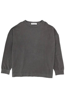 Our Legacy men’s felpa slack grey oversized dark gray crewneck sweatshirt with soft faded texture and ribbed cuffs