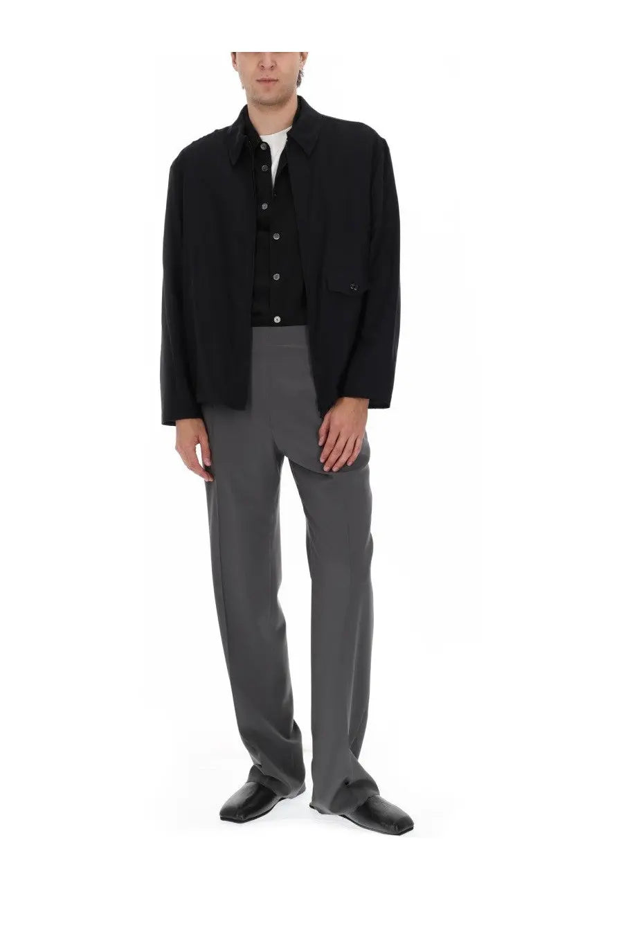 Our Legacy men’s giacca evolved black oversized blazer with relaxed fit and subtle button detailing