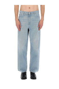 Light-wash denim jeans with straight-leg cut and classic five-pocket design from Our Legacy men’s Vast Cut Blue collection