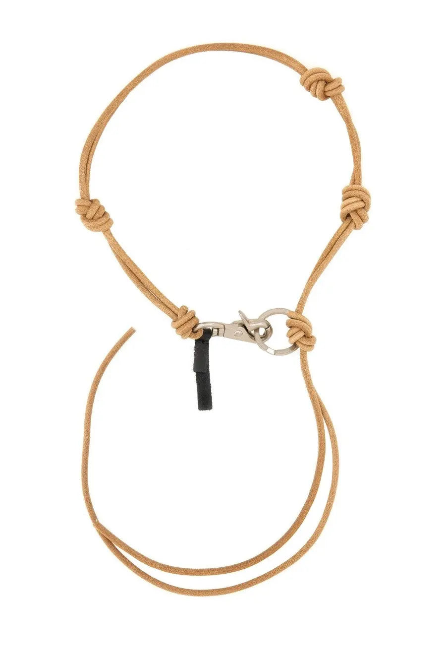 Tan leather keychain with silver-toned clasp and black tag from our legacy mens leather keychain white collection
